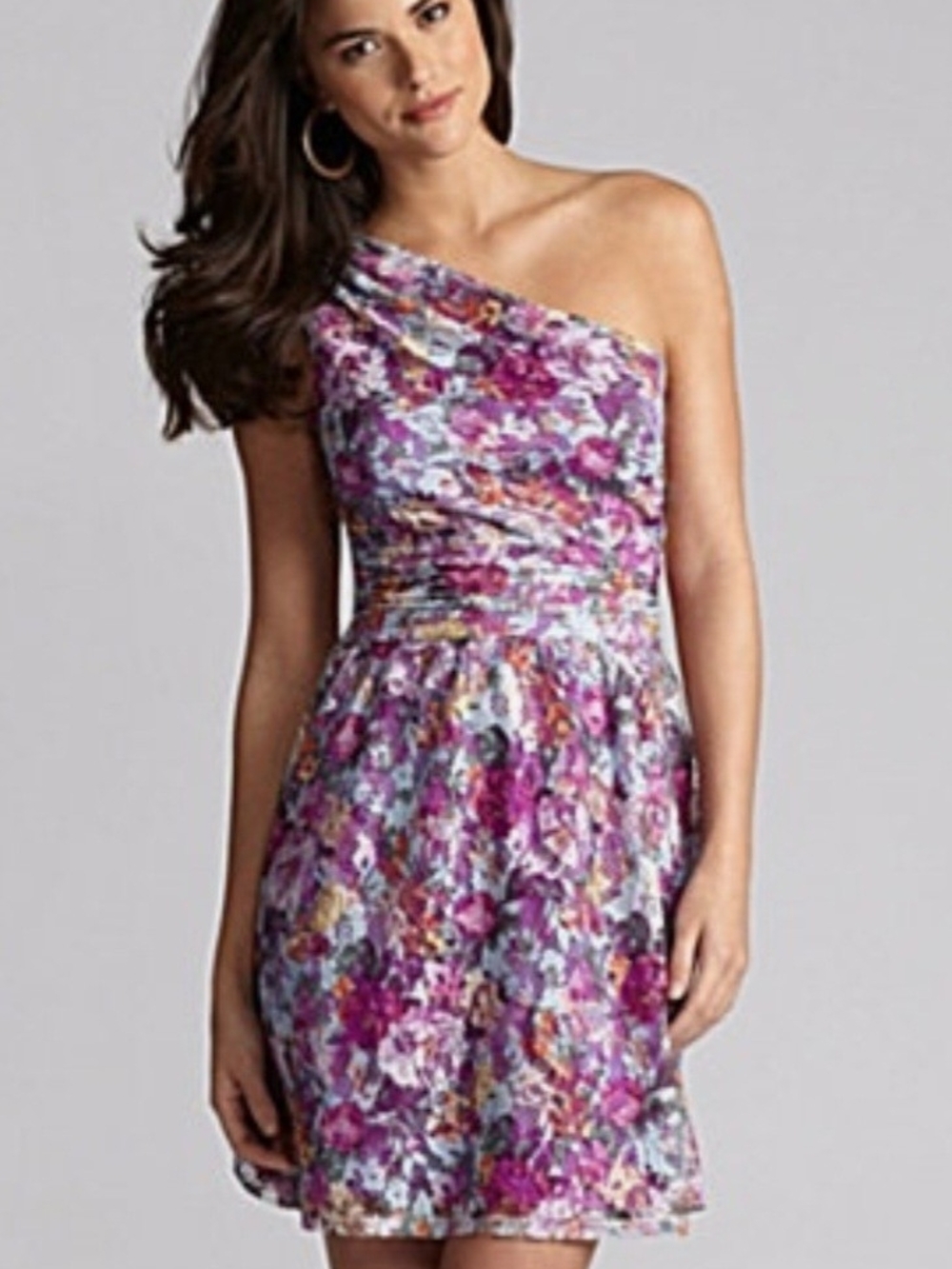 Gianni Bini One-Shoulder Floral Dress in Purple and Pink 10
